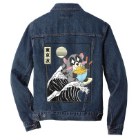 Raccoon Eating Ramen Japanese Waves Anime Minimal Kawaii Men Denim Jacket | Artistshot