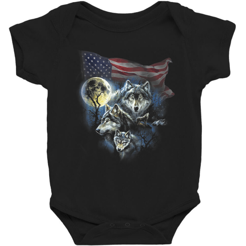 The Mountain Men's Wolfs Lookout Flag American T Shirt Baby Bodysuit by puetzee | Artistshot