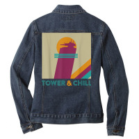 Retro Tower & Chill Tee   Gamer Titan Hunter Warlock T Shirt Ladies Denim Jacket | Artistshot