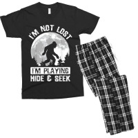 Retro Bigfoot Im Not Lost Im Playing Hide & Seek Sasquatch Men's T-shirt Pajama Set | Artistshot