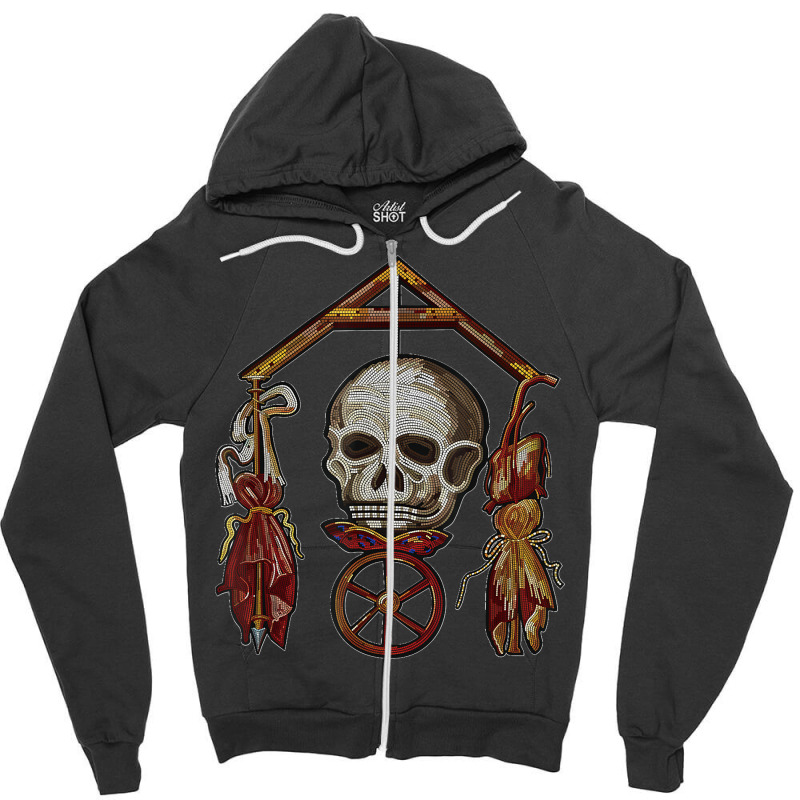 Roman Memento Mori Mosaic (black) Zipper Hoodie by AnaMercedesContreras | Artistshot