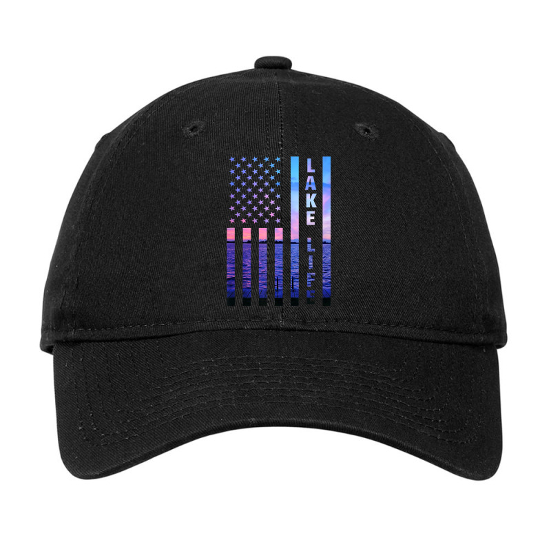 Lake Life American Flag Dock Sunset Wakeboarder Power Boat Adjustable Cap | Artistshot