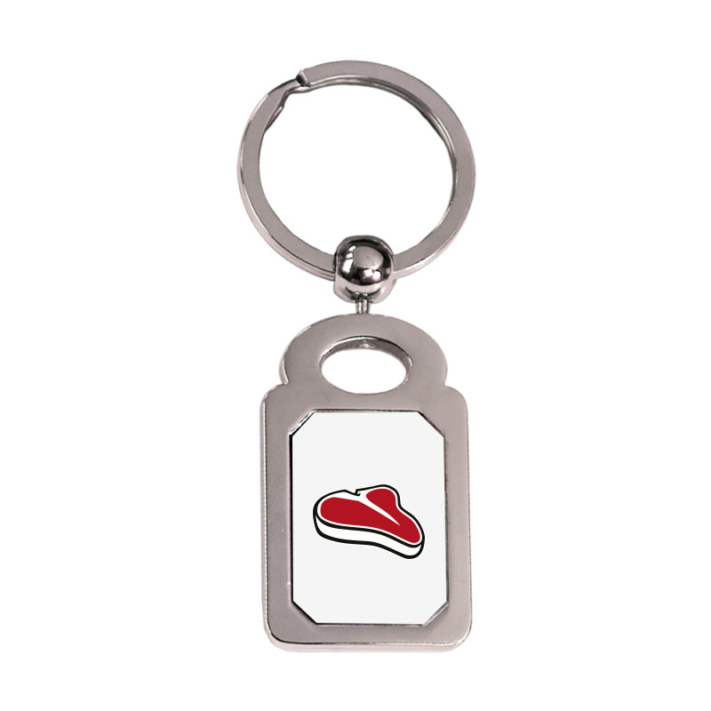 Steak , Steak Silver Rectangle Keychain | Artistshot