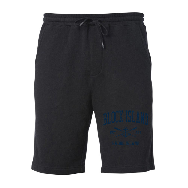 Block Island Ri Vintage Navy Crossed Oars & Boat Anchor Fleece Short by CUSER3772 | Artistshot