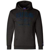 Block Island Ri Vintage Navy Crossed Oars & Boat Anchor Champion Hoodie | Artistshot