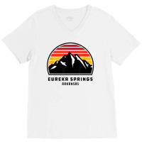 Eureka Springs Arkansas Retro Style Mountain Sunset Cool T Shirt V-neck Tee | Artistshot