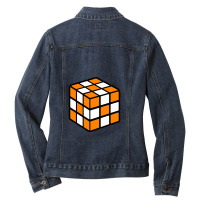 Orange And White Rubik's   Checkerboard   Tennessee Ladies Denim Jacket | Artistshot