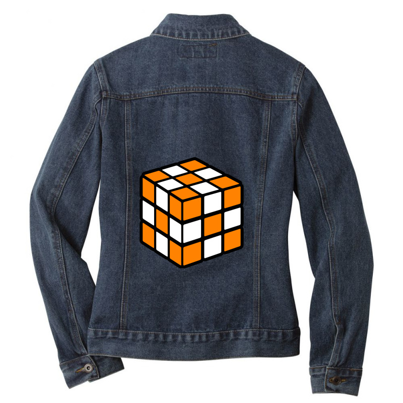 Orange And White Rubik's   Checkerboard   Tennessee Ladies Denim Jacket by kiamadalee | Artistshot