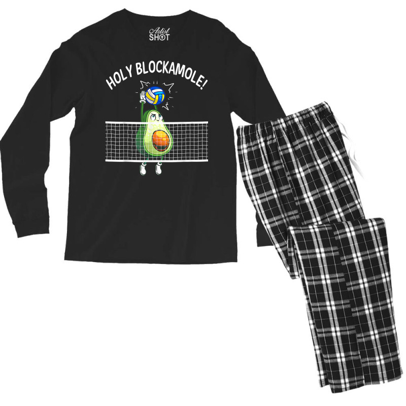 Holy Blockamole Volleyball Shirt Player Blocker Avocado T Shirt Men's Long Sleeve Pajama Set by cm-arts | Artistshot