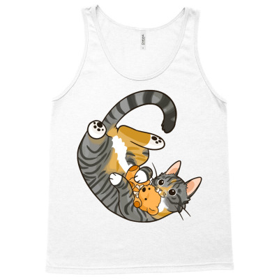 Grey And Tan Tabby Cat Tank Top Designed By Okviani