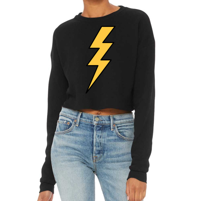 Lightning Bolt Yellow With Black Outlines Cropped Sweater by cm-arts | Artistshot