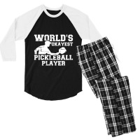 World's Okayest Pickleball Player, Pickleball Men's 3/4 Sleeve Pajama Set | Artistshot