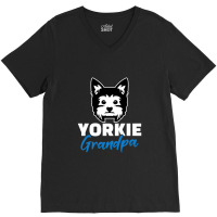 Yorkie Grandpa, Yorkshire Terrier V-neck Tee | Artistshot