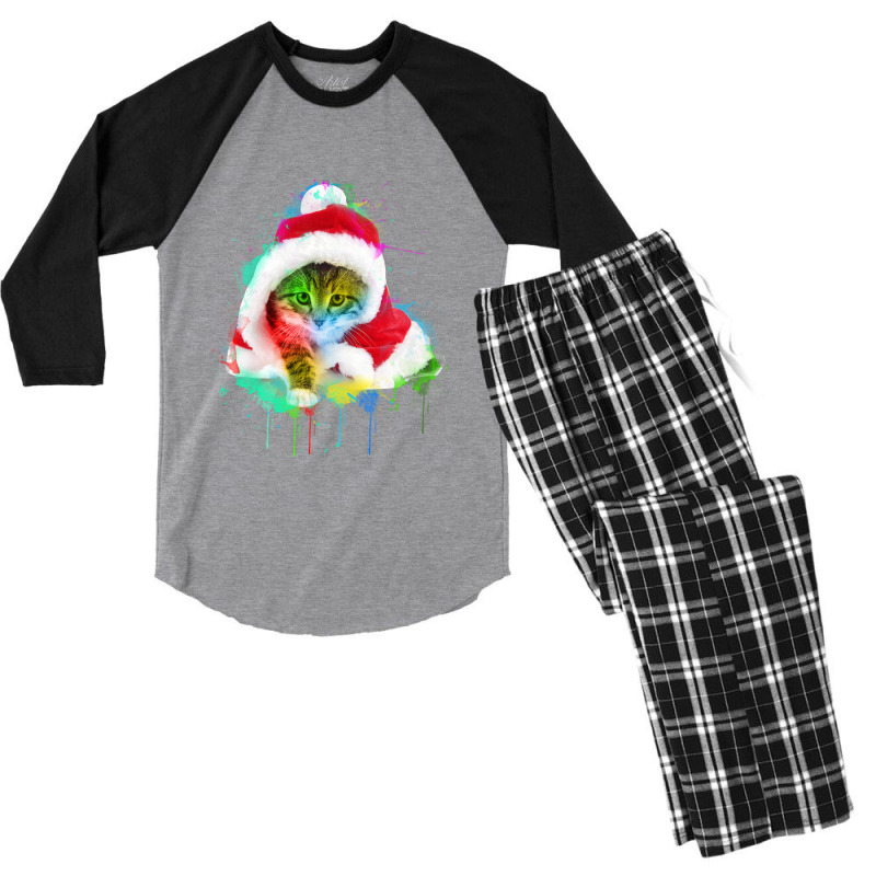 Merry Christmas Cat Men's 3/4 Sleeve Pajama Set | Artistshot