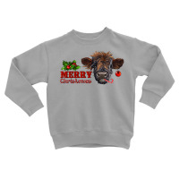 Merry Christmas Highland Calf With Candy Cane Toddler Sweatshirt | Artistshot