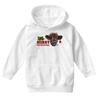 Merry Christmas Highland Calf With Candy Cane Youth Hoodie | Artistshot