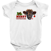 Merry Christmas Highland Calf With Candy Cane Baby Bodysuit | Artistshot