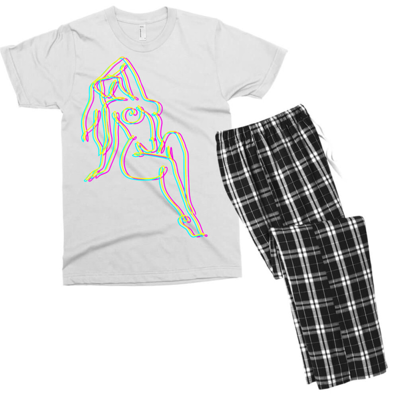 Colorful Line Work Girl Premium Men's T-shirt Pajama Set by AuturoMedero | Artistshot