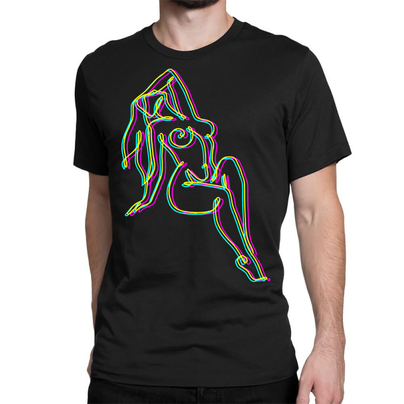 Colorful Line Work Girl Premium Classic T-shirt by AuturoMedero | Artistshot