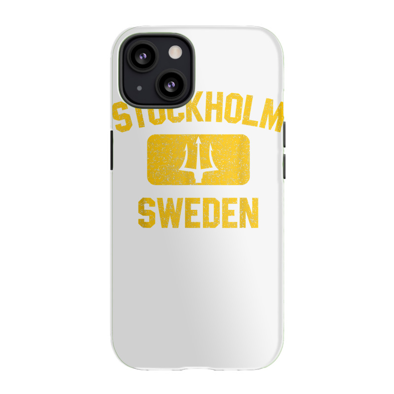 Stockholm Sweden Trident Gym Style Distressed Yellow Print T Shirt Iphone 13 Case | Artistshot