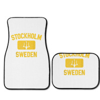 Stockholm Sweden Trident Gym Style Distressed Yellow Print T Shirt Full Set Car Mats | Artistshot