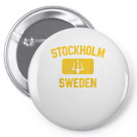 Stockholm Sweden Trident Gym Style Distressed Yellow Print T Shirt Pin-back Button | Artistshot