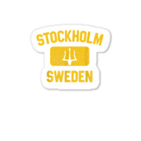 Stockholm Sweden Trident Gym Style Distressed Yellow Print T Shirt Sticker | Artistshot