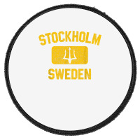 Stockholm Sweden Trident Gym Style Distressed Yellow Print T Shirt Round Patch | Artistshot