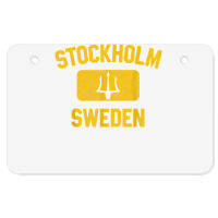 Stockholm Sweden Trident Gym Style Distressed Yellow Print T Shirt Atv License Plate | Artistshot