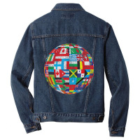 World Country Flags Globe Map Traveler Geography Funny Gifts Men Denim Jacket | Artistshot