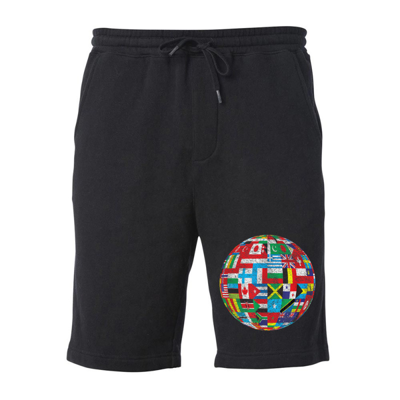 World Country Flags Globe Map Traveler Geography Funny Gifts Fleece Short | Artistshot