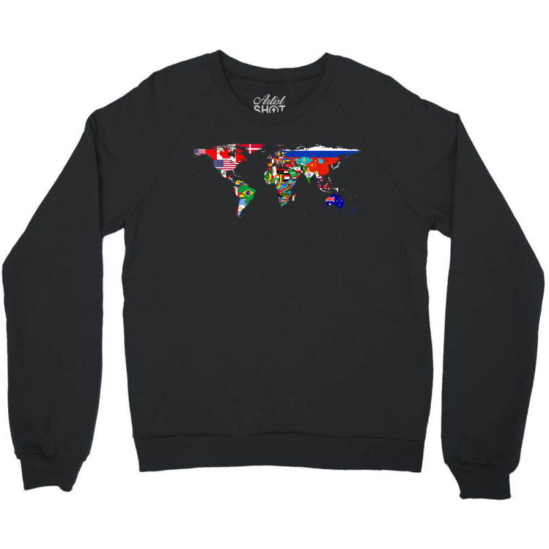 World Flag Map Globe Travelers Atlas Birthday Gifts Crewneck Sweatshirt | Artistshot