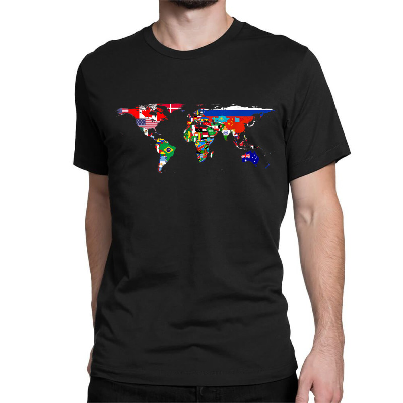 World Flag Map Globe Travelers Atlas Birthday Gifts Classic T-shirt | Artistshot