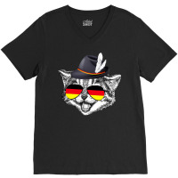 Cute Cat German Flag Oktoberfest Pride Germany Festival V-neck Tee | Artistshot