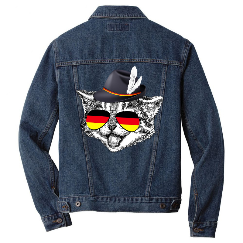 Cute Cat German Flag Oktoberfest Pride Germany Festival Men Denim Jacket | Artistshot