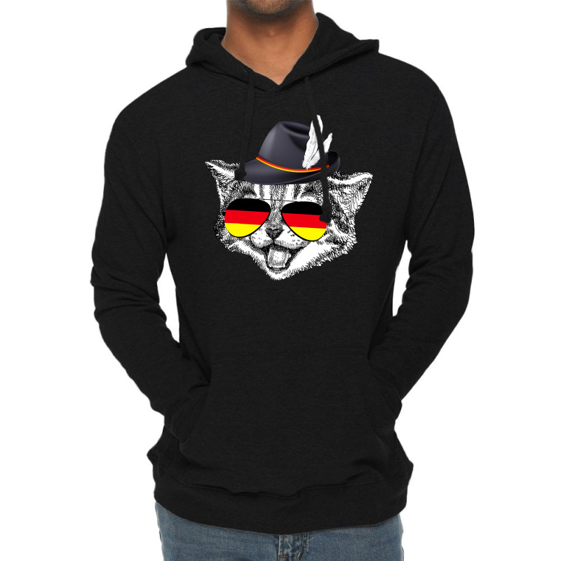 Cute Cat German Flag Oktoberfest Pride Germany Festival Lightweight Hoodie | Artistshot