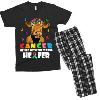 Cancer Messed With The Wrong Heifer Cow Lover Fight Cancer For Fans Men's T-shirt Pajama Set | Artistshot