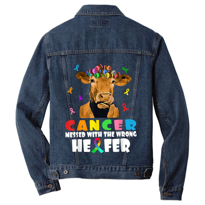 Cancer Messed With The Wrong Heifer Cow Lover Fight Cancer For Fans Men Denim Jacket by TiffaneyAitchison | Artistshot