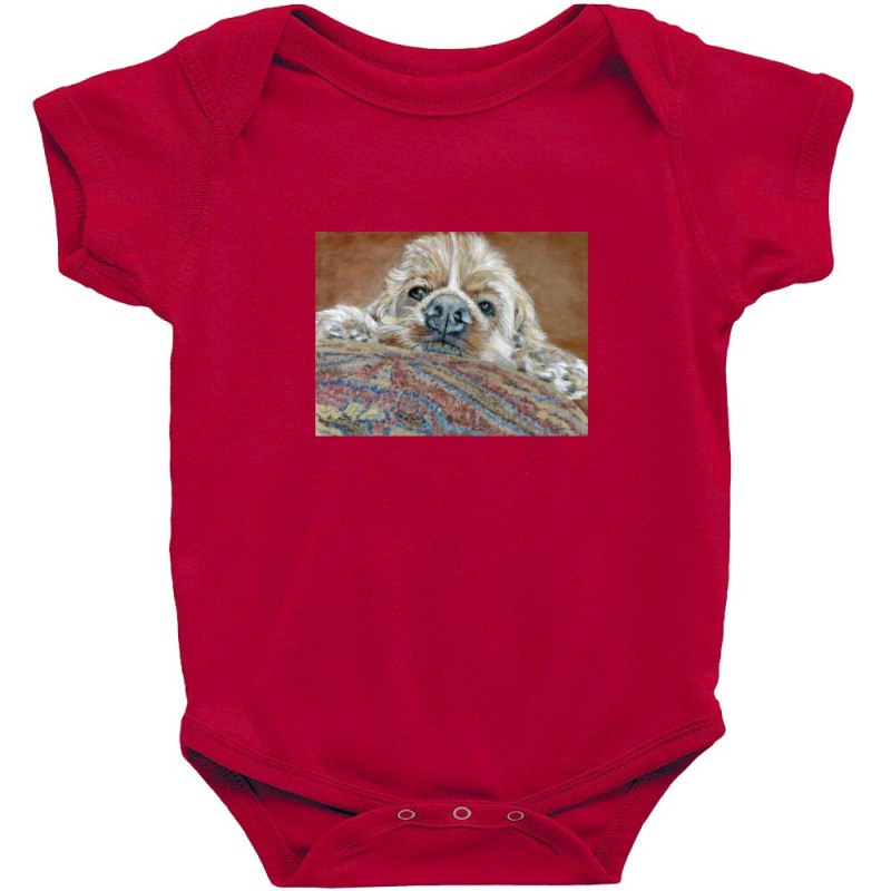 Cocker Spaniel On Pillow Baby Bodysuit by cm-arts | Artistshot