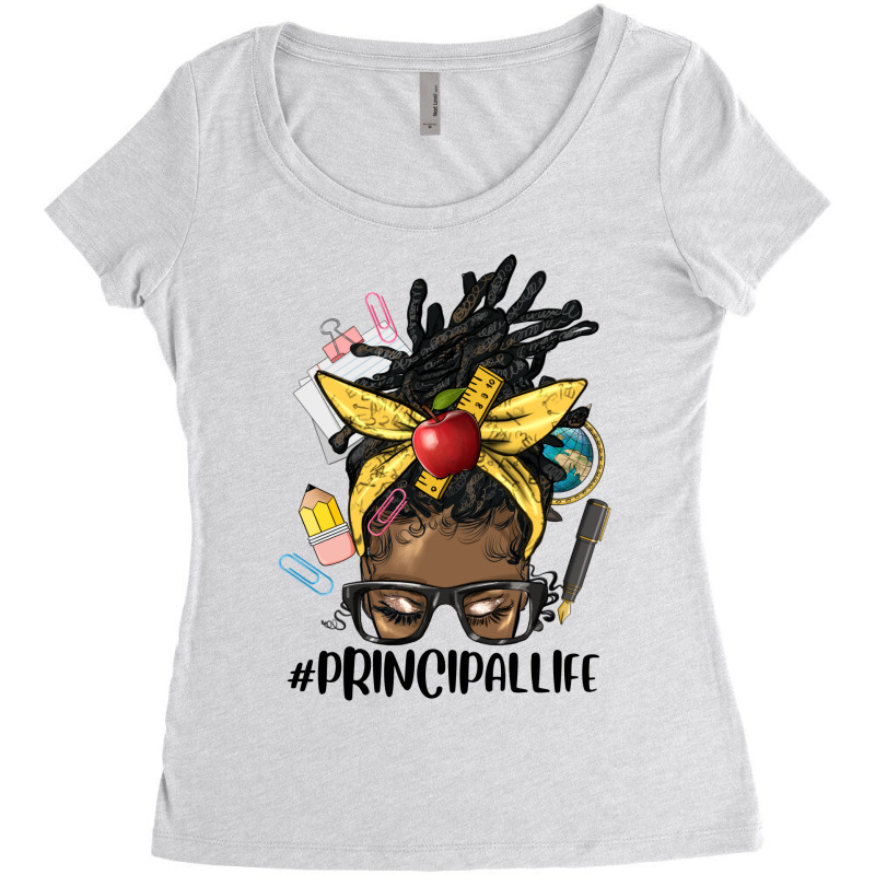 Afro Messy Locs Bun Principal Life Women's Triblend Scoop T-shirt by HRA Design Shop | Artistshot