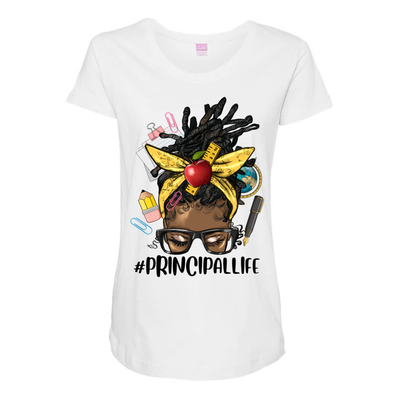 Afro Messy Locs Bun Principal Life Maternity Scoop Neck T-shirt by HRA Design Shop | Artistshot