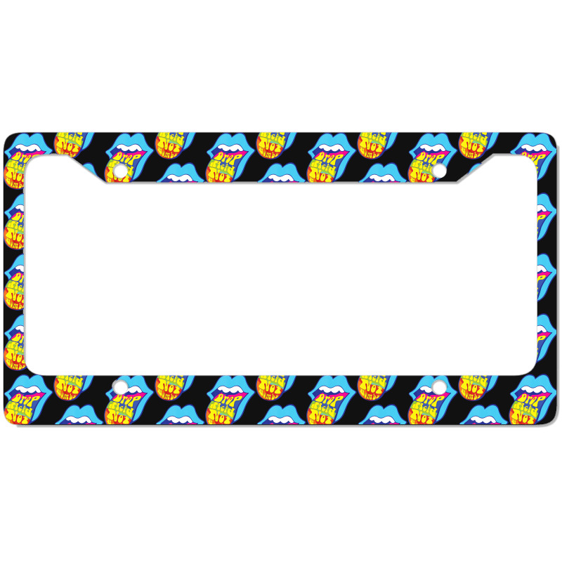 Drop Acid Not Bombs Trippy Psychedelic Tongue Lsd License Plate Frame