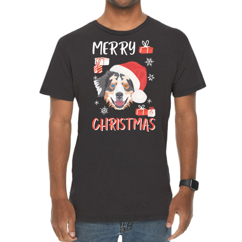 Australian Shepherd Funny Australian Shepherd Christmas Vintage T-Shirt by bartolettikacey | Artistshot