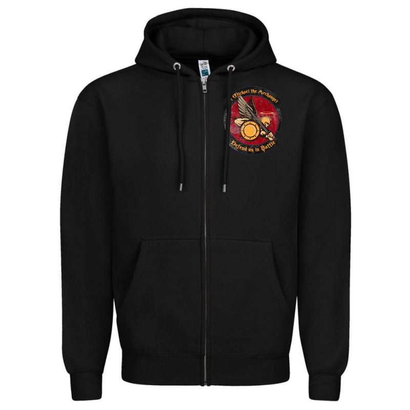 St. Michael The Archangel, Distressed St Michael Zipper Hoodie By