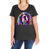 English Cocker Spaniel Pop Art Portrait Dog Owner Ladies Curvy T-shirt | Artistshot