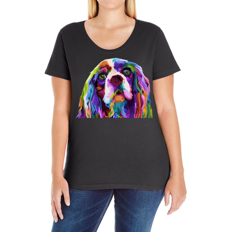 English Cocker Spaniel Pop Art Portrait Dog Owner Ladies Curvy T-Shirt by AuturoMedero90 | Artistshot