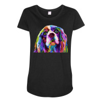 English Cocker Spaniel Pop Art Portrait Dog Owner Maternity Scoop Neck T-shirt | Artistshot