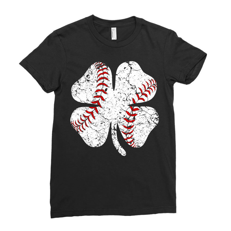 Baseball St Patricks Day Boys Men Catcher Pitcher Shamrock Ladies Fitted T-Shirt by Tisha Brown | Artistshot