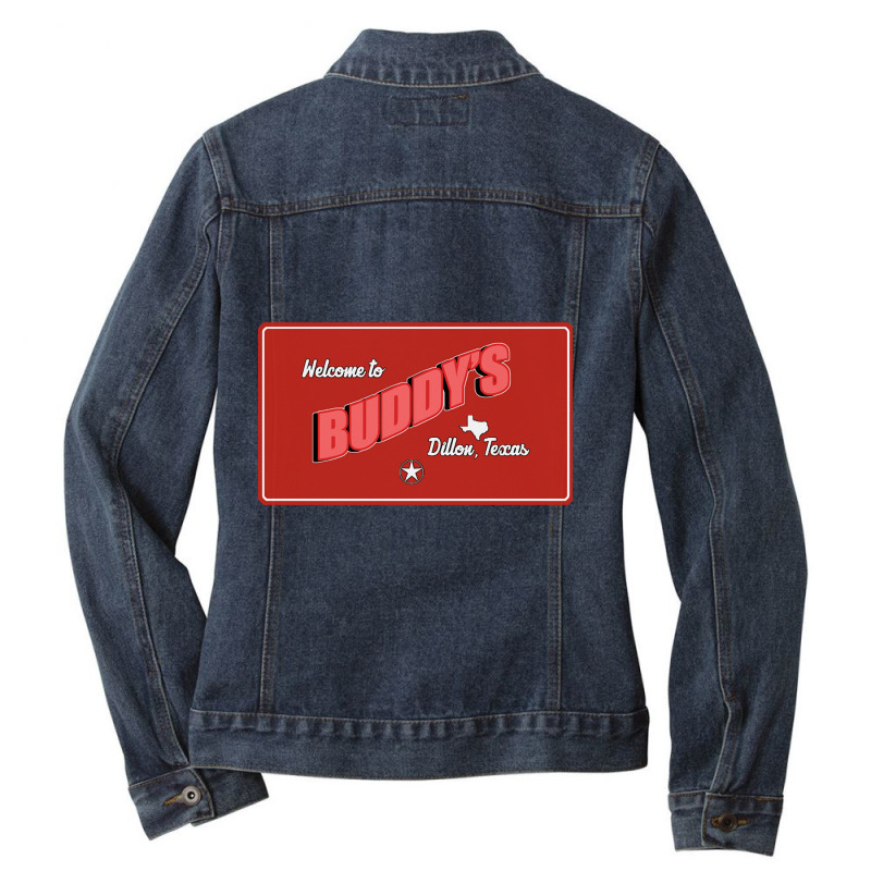 Buddy's Bar - Dillon, Texas Ladies Denim Jacket by macklinsampson | Artistshot