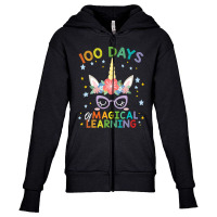 Cute Unicorn 100 Days Of Magical Learning 100th Day School Youth Zipper Hoodie | Artistshot